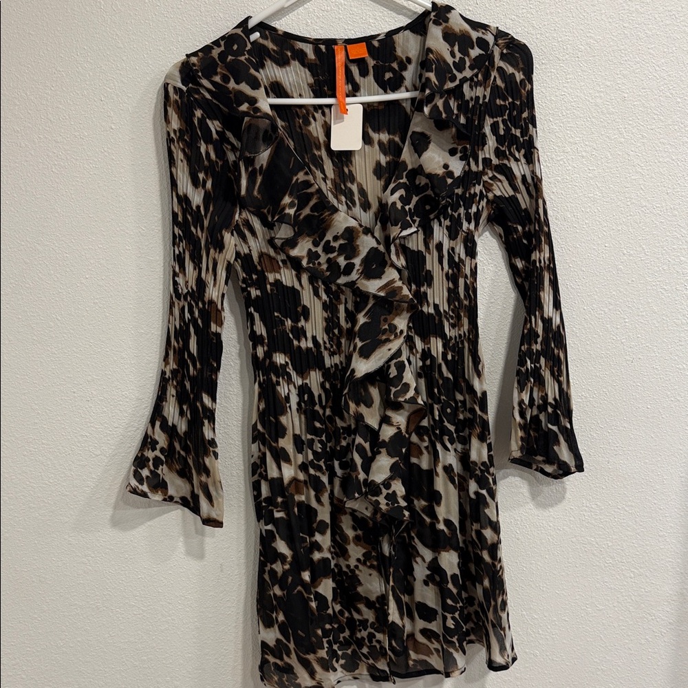 Sunny Leigh Animal Print Blouse - Black and Brown - Picture 3 of 3